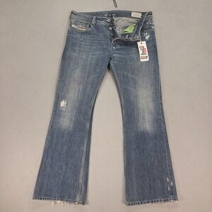 Diesel Jeans Mens 30x30 Blue Bootcut Distressed 0071S Made Italy NWT